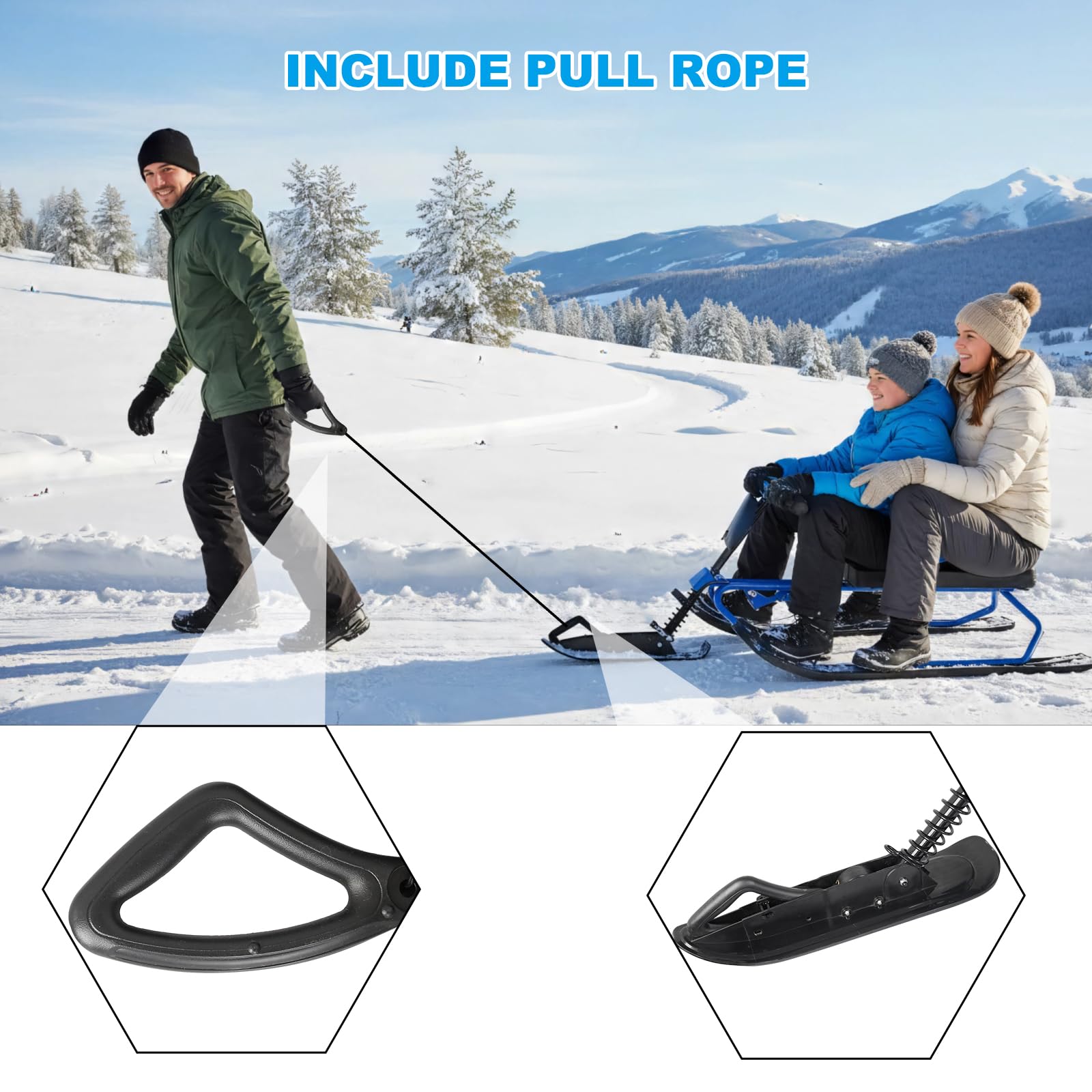 Amazon.com: Snow Racer Sled, Ski Sled Slider Board with Steering