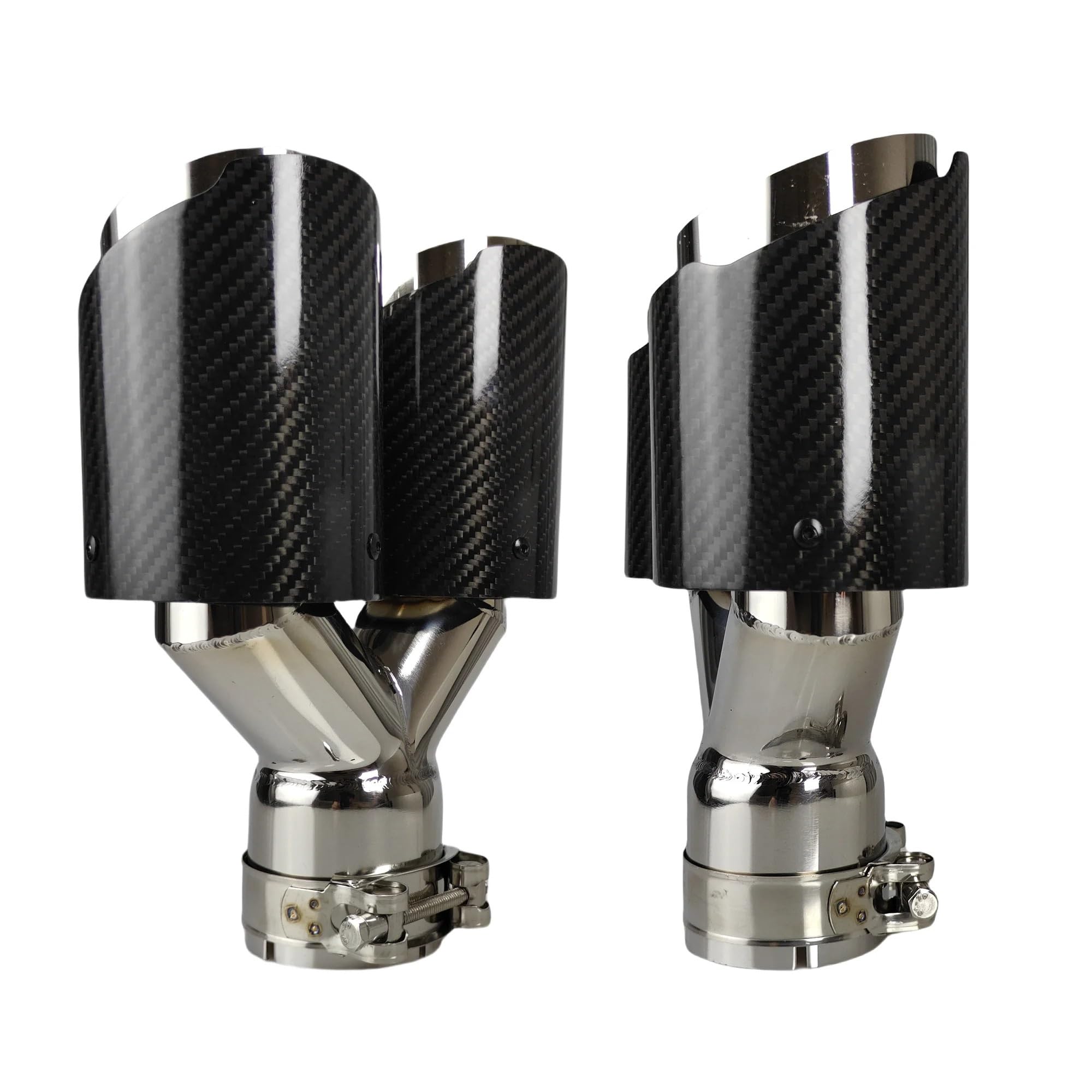 Car Silencer 1 szt. tłumik tylny z włókna węglowego tej samej długości polerowanie w kształcie litery Y podwójne skośne błyszczące końcówki rury wydechowej(51mm-76mm)