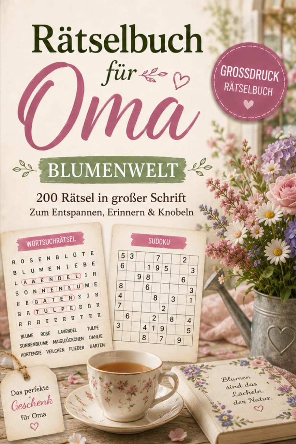 Rätselbuch für Oma – Blumenwelt: 200 Rätsel in großer Schrift zum Knobeln – mit Wortsuchrätseln, Sudoku, Wortsalat und vielen mehr – Oma Geschenk ... zum Knobeln, Erinnern und Verschenken)