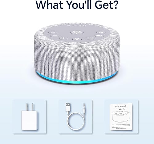 Miniatura 7 de Máquina de sonido Luz nocturna de ruido blanco Máquina de ruido marrón, 30 sonidos sin bucle, 12 luces, 5 temporizadores, 36 función de memoria