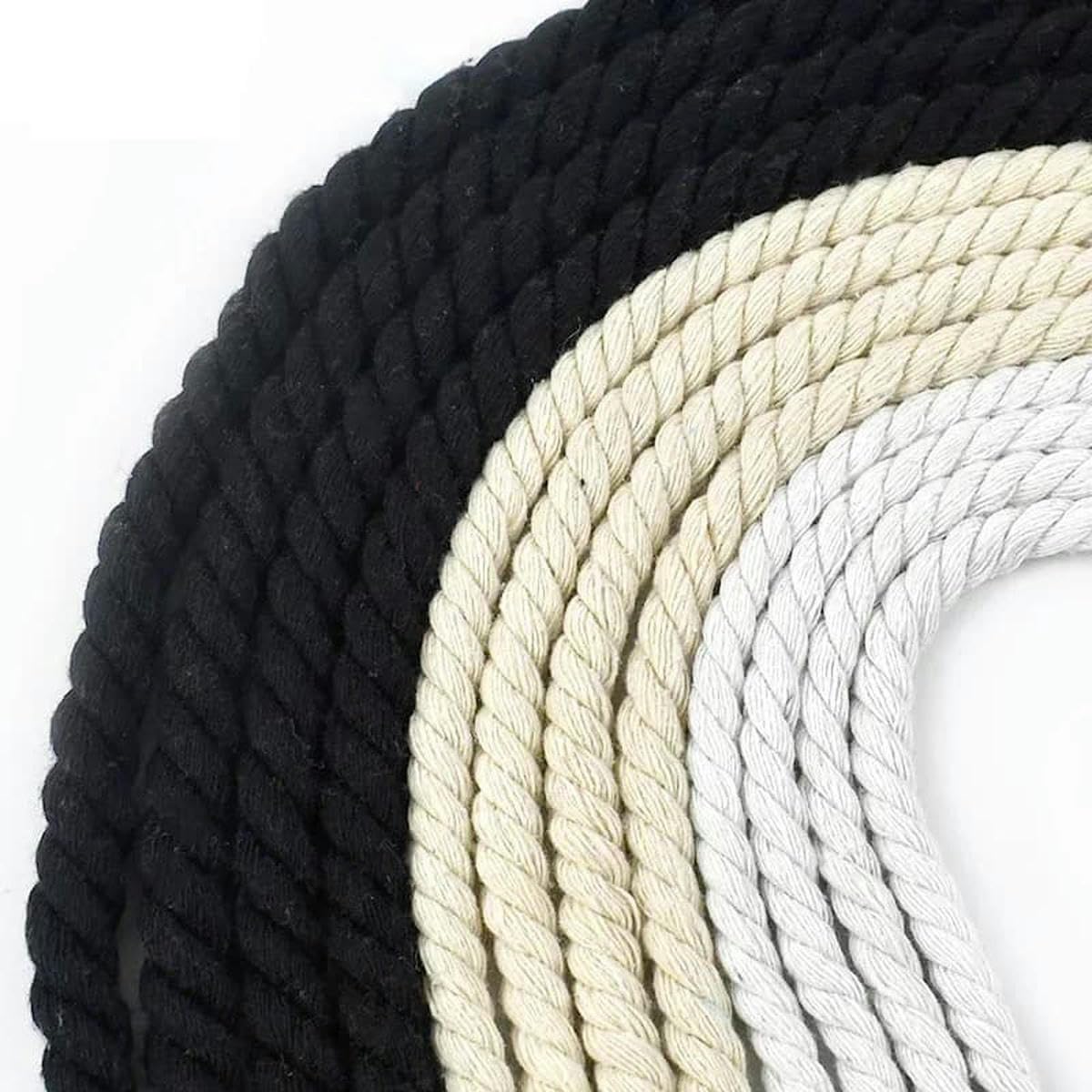 Sznurek makramowy Skręcony sznurek Skręcony sznurek bawełniany 5-20 mm 5 metrów Wielokolorowy do szycia DIY(Black-10mm-5meters)