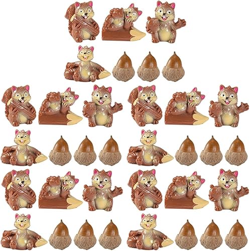 DECHOUS 35 piezas de micro paisajes – manualidades de resina, mini estatuas de animales, pequeñas figuras de ardilla, figuras de animales del bosque