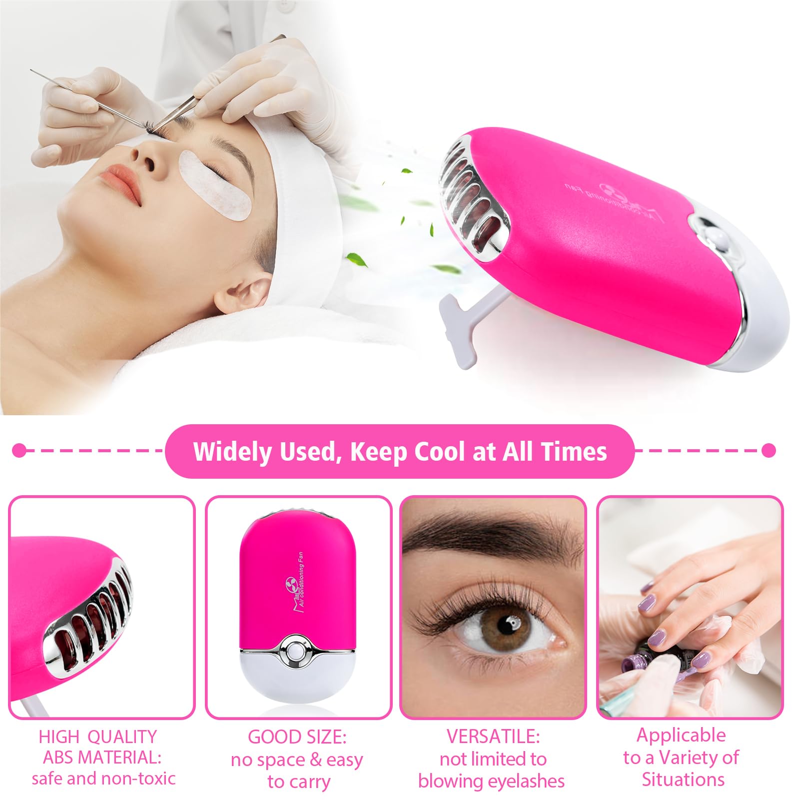 Wimpernverlängerungsreiniger, Wimpern-Mousse-Lash-Shampoo für Wimpernverlängerungen, USB-Mini-Ventilator, wiederaufladbar, elektrische Handklimaanlage, Wimpernbürsten, Reinigungsbürste, Waschflasche