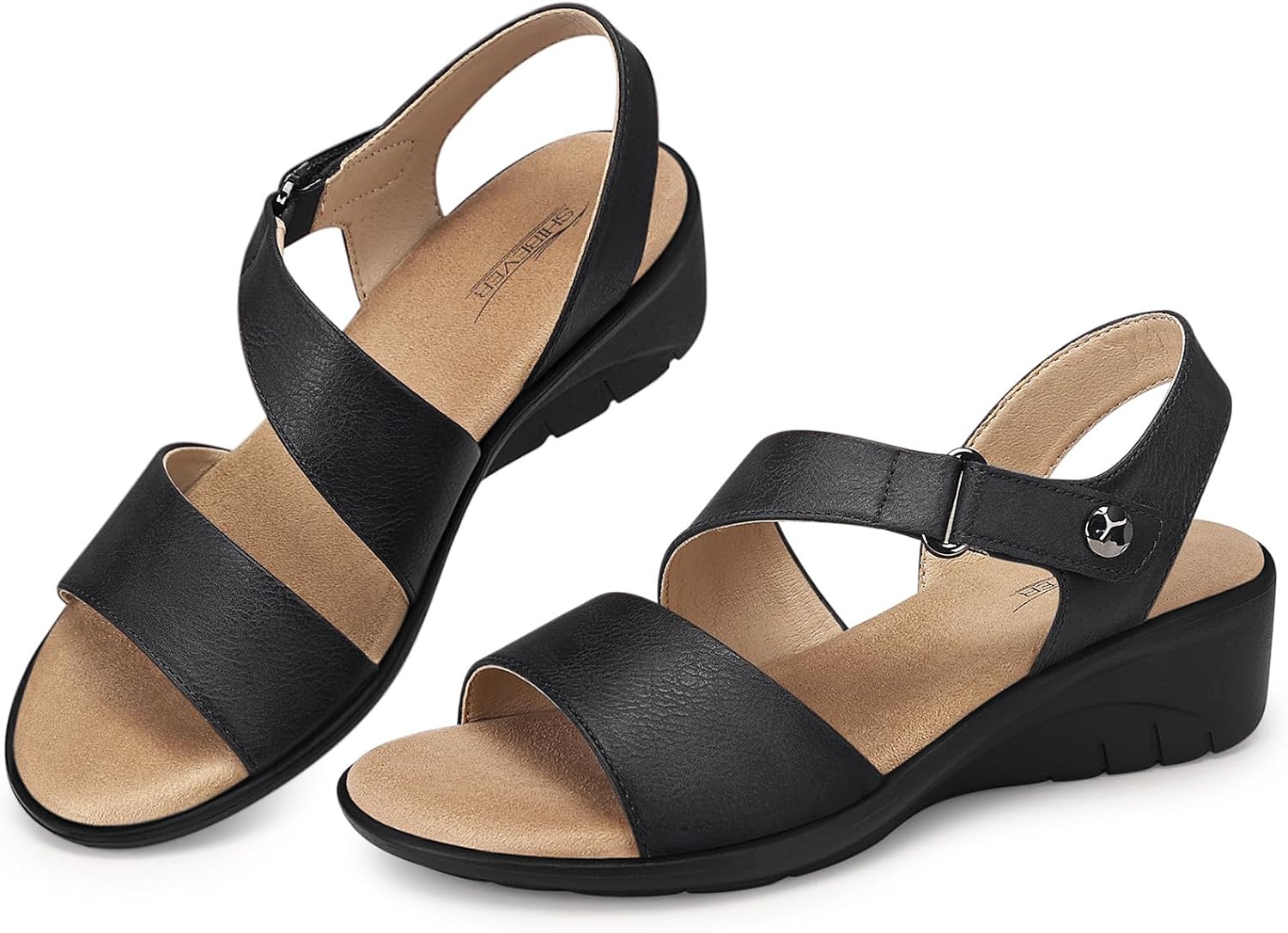 SHIBEVER Women's Low Wedge Heel Sandals Dressy Summer Comfortable Ankle Strap Sandals Open Toe Causal Platform Shoes - Image 6