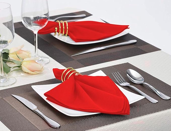Servilletas de Tela Polyester Rojo 17 pulgadas - Set de 12 miniatura 7