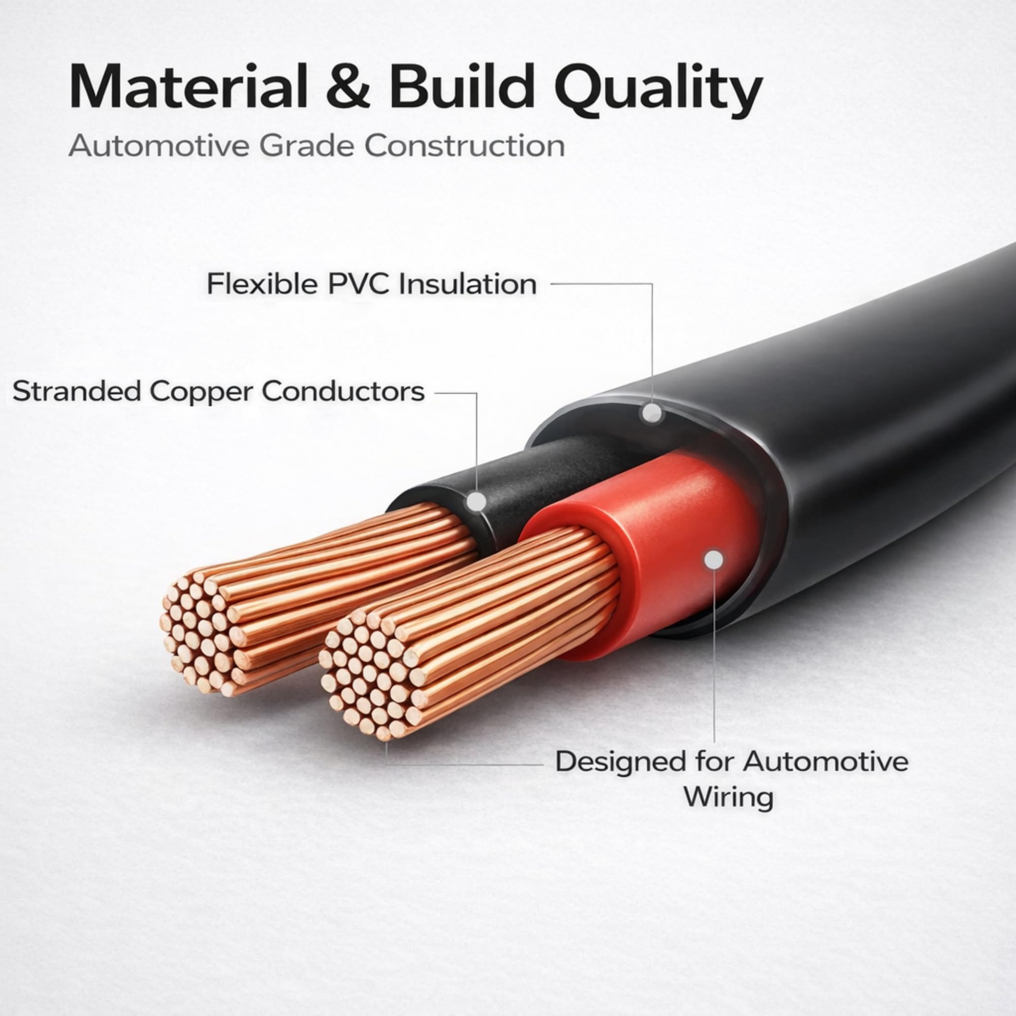 Cable de pared delgado de 2 núcleos redondos para automóviles, 12 V, 24 V, alambre de cobre (1,0 mm², 16,5 amperios, rollo de 30 metros)