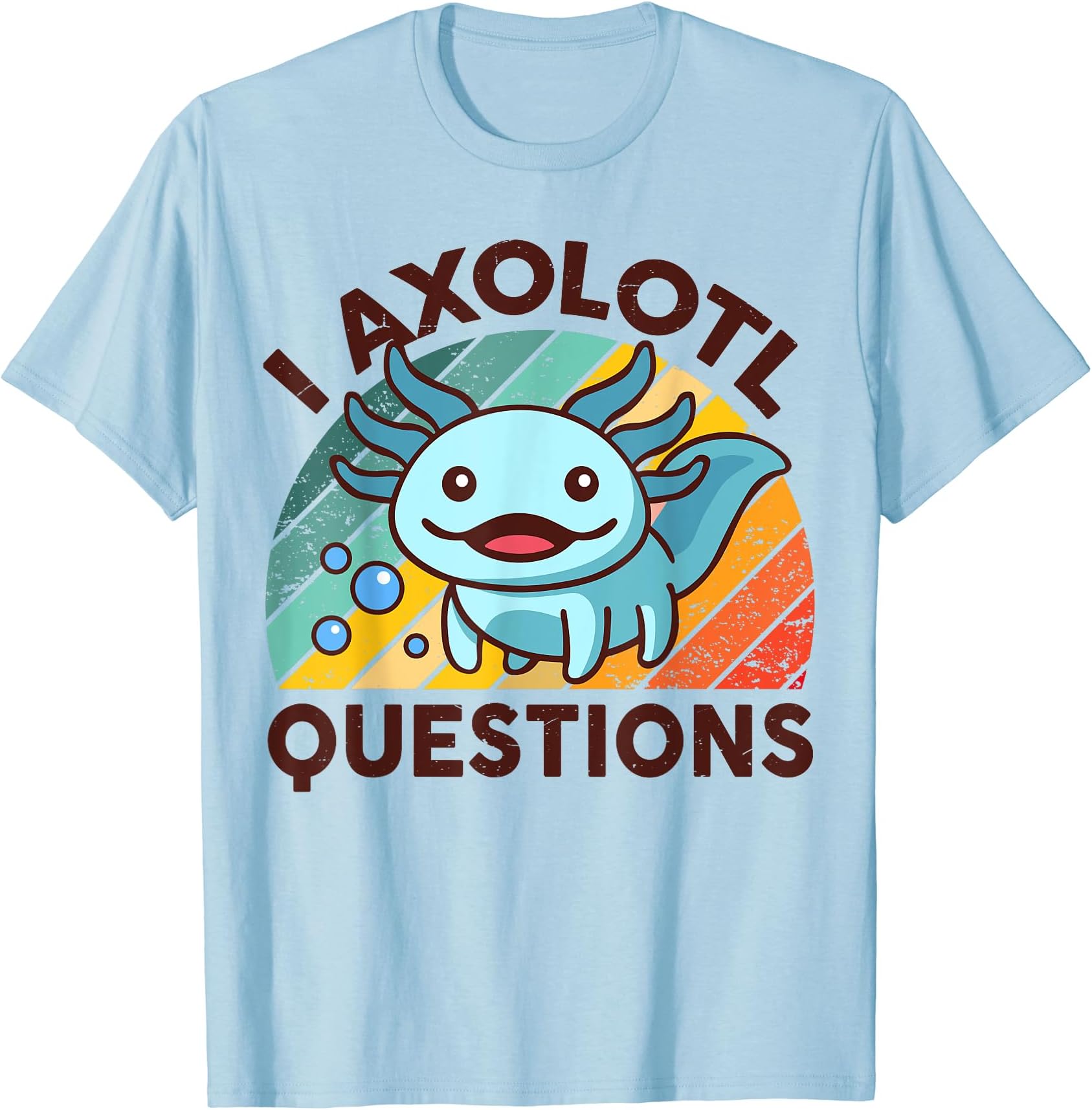 CAT Kids Funny I Axolotl Questions Graphic T-Shirt - Blue, SmallOEKO-TEX STANDARD 100