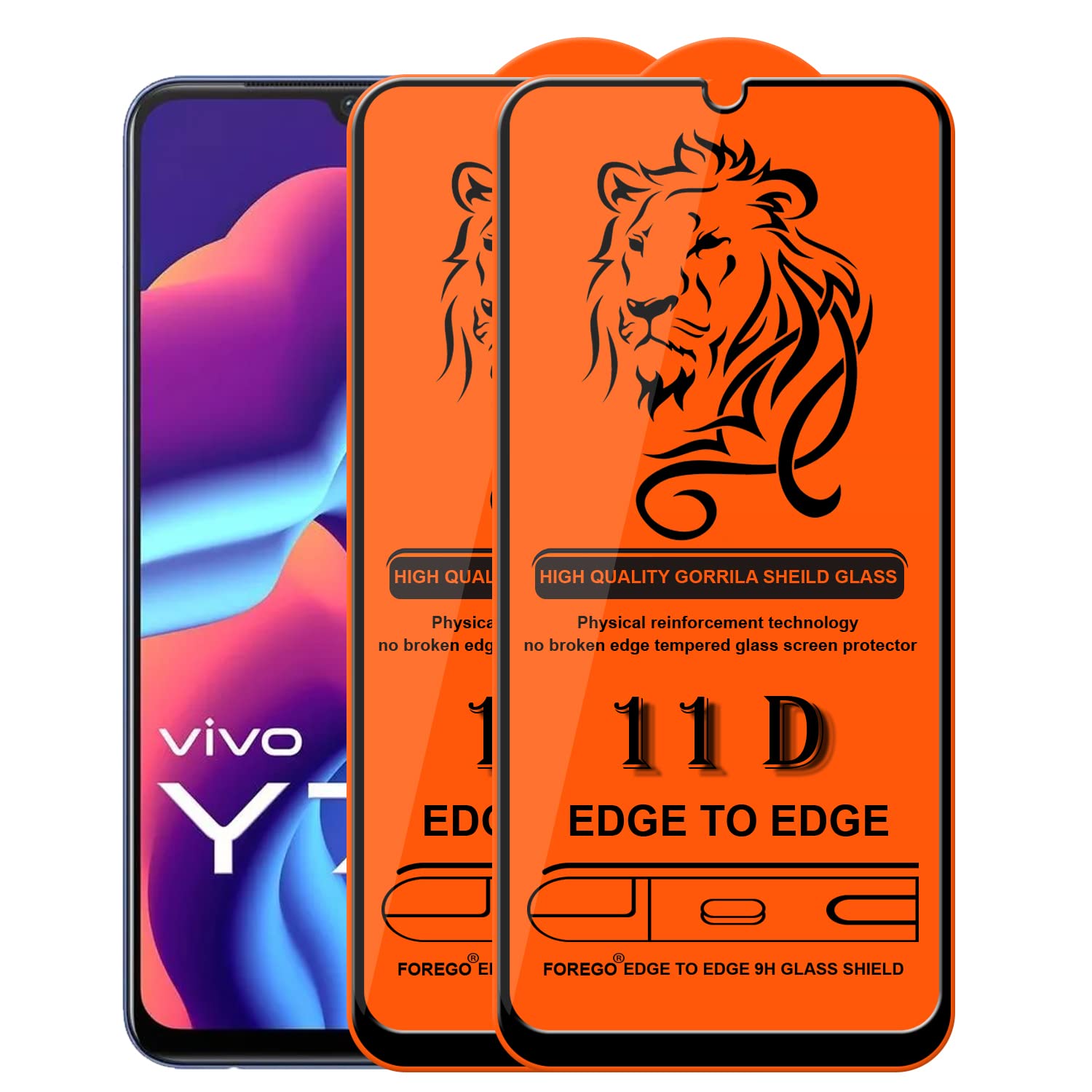 FOREGO® Screen Protector compatible Vivo Y73 Mobile Phone Tempered Glass | Gorilla Glass | Screen guard 11D Edge To Edge (PACK-2) (B0B9YM6SL7) Amazon Price History, Amazon Price Tracker