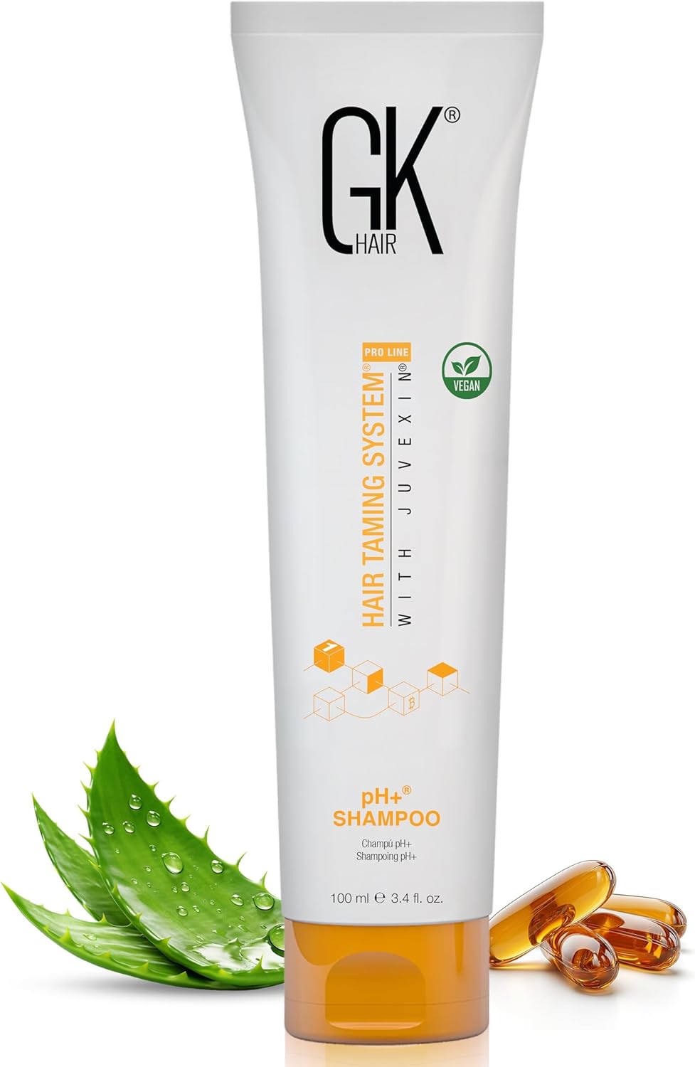 GK HAIR Global Keratin pH + Clarifying Pre-Treatment Shampoo (100 ml/3.4 Fl. Oz) voor een diepe reiniging van het haar, vitamine reiniging met aloë vera en natuurlijke oliën