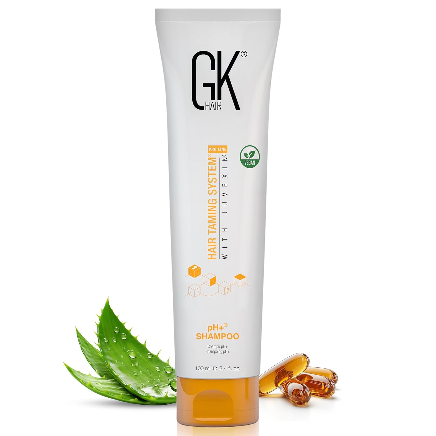 Global Keratin GK HAIR pH+ Pre-Treatment Clarifying Shampoo (3.4 Fl Oz/100ml) For Preps Hair Deep Cleansing,Removes Impurities -With Aloe Vera, Vitamins & Natural Oils All Hair Types Men and Women