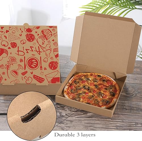 Miniatura 10 de Cajas de pizza, paquete de 15 cajas de pizza corrugada de papel kraft de 7.3 x 7.3 x 1.6 pulgadas, cajas de comida para llevar, cajas de embalaje de