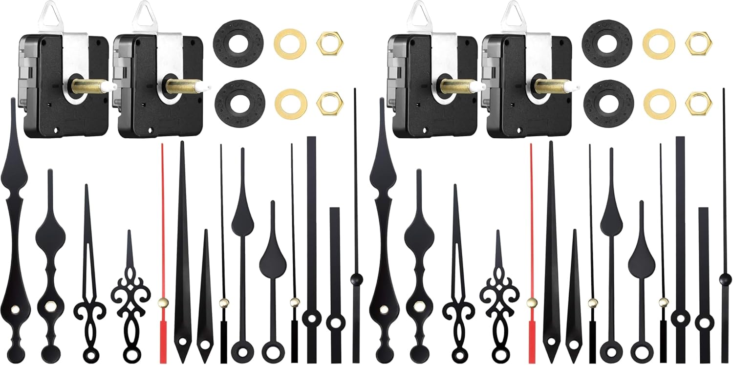 2 Pieces High Torque Long Shaft Clock Movement Mechanism with 5 Different Pairs of Hands Clock Repair Parts Replacement (28 mm/ 1.1 Inches)