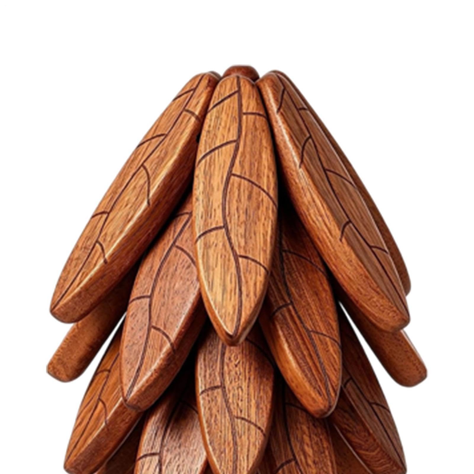 Juego Salvamanteles Árbol Madera 4 Posavasos navideños con Aislamiento | Salvamanteles De Árbol, Almohadillas Térmicas Para Platos Calientes Sartenes Cuencos Encimera Cocina Mesa Comedor H
