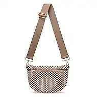 Stylish Woven Crossbody Bags Checkered Leather Bum Bag Sling Purses for Women for Travel Festival
