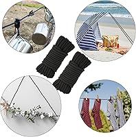 Vista 6 de 2Pcs Soft Cotton Rope, 66Ft x 8MM Thick String, Black Cotton Cord for Hanging Clothes, Binding Luggage and Home Decoration