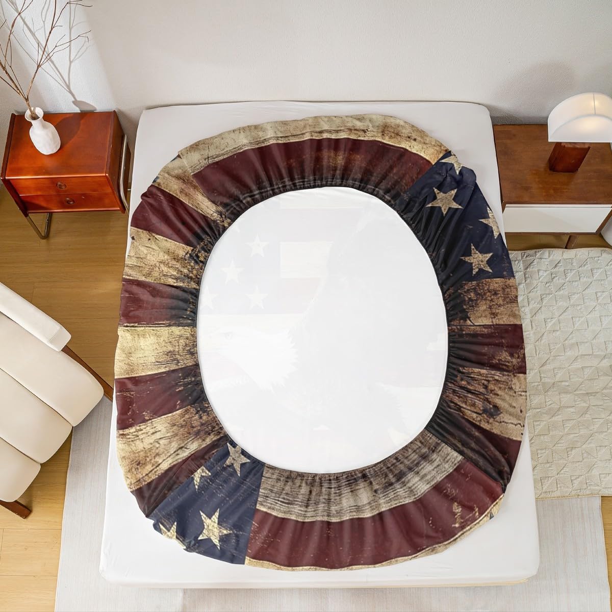 Erosebridal American Flag Fitted Sheet Full Size, Happy Independence Day Soft Bed Sheets for Bedroom, Vintage Eagle Bedding for Kids Boys Girls, July 4th Animal Bedding Sheets & Pillowcases