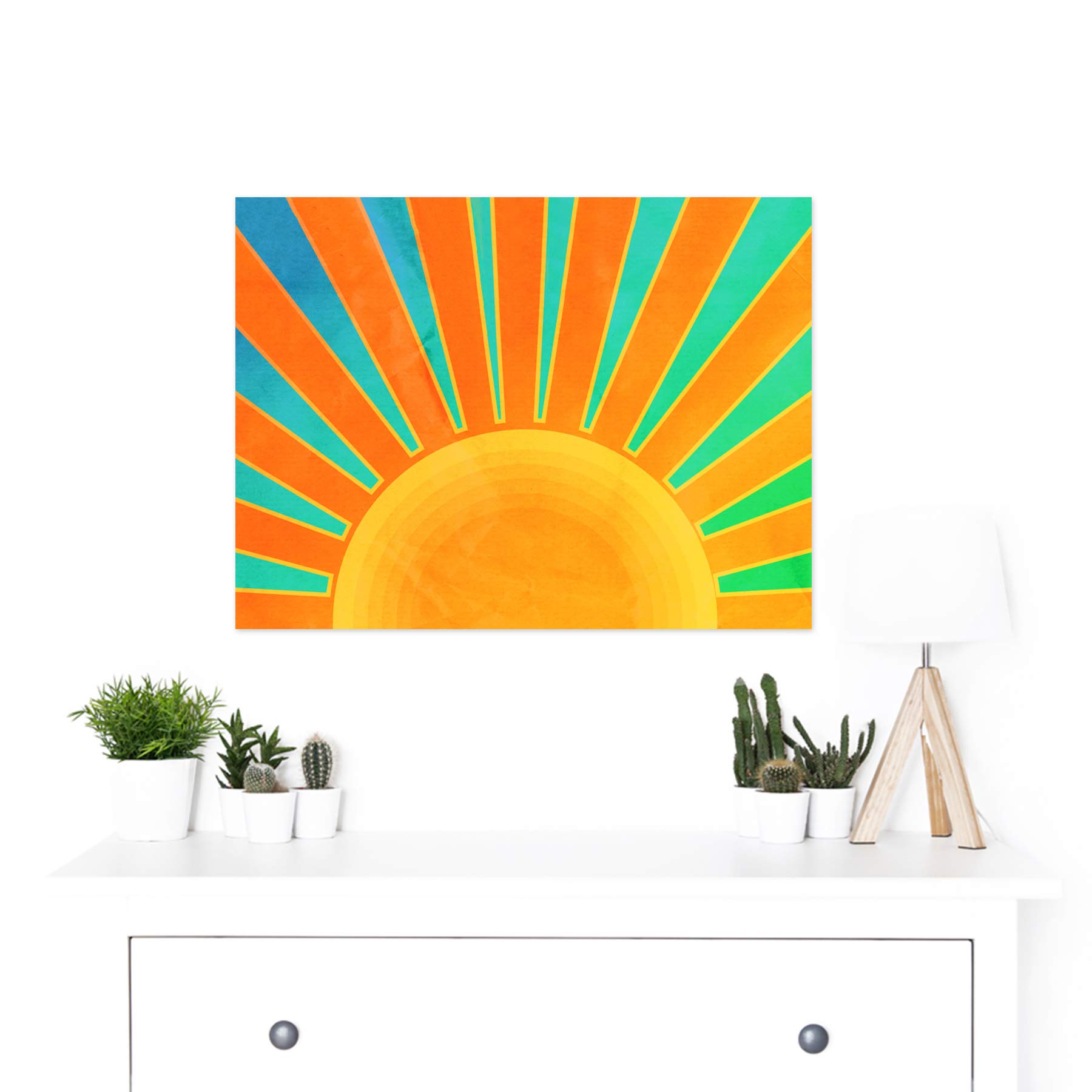 Amazon.com: Painting Illustration Abstract Sunrise Sun Rays Orange