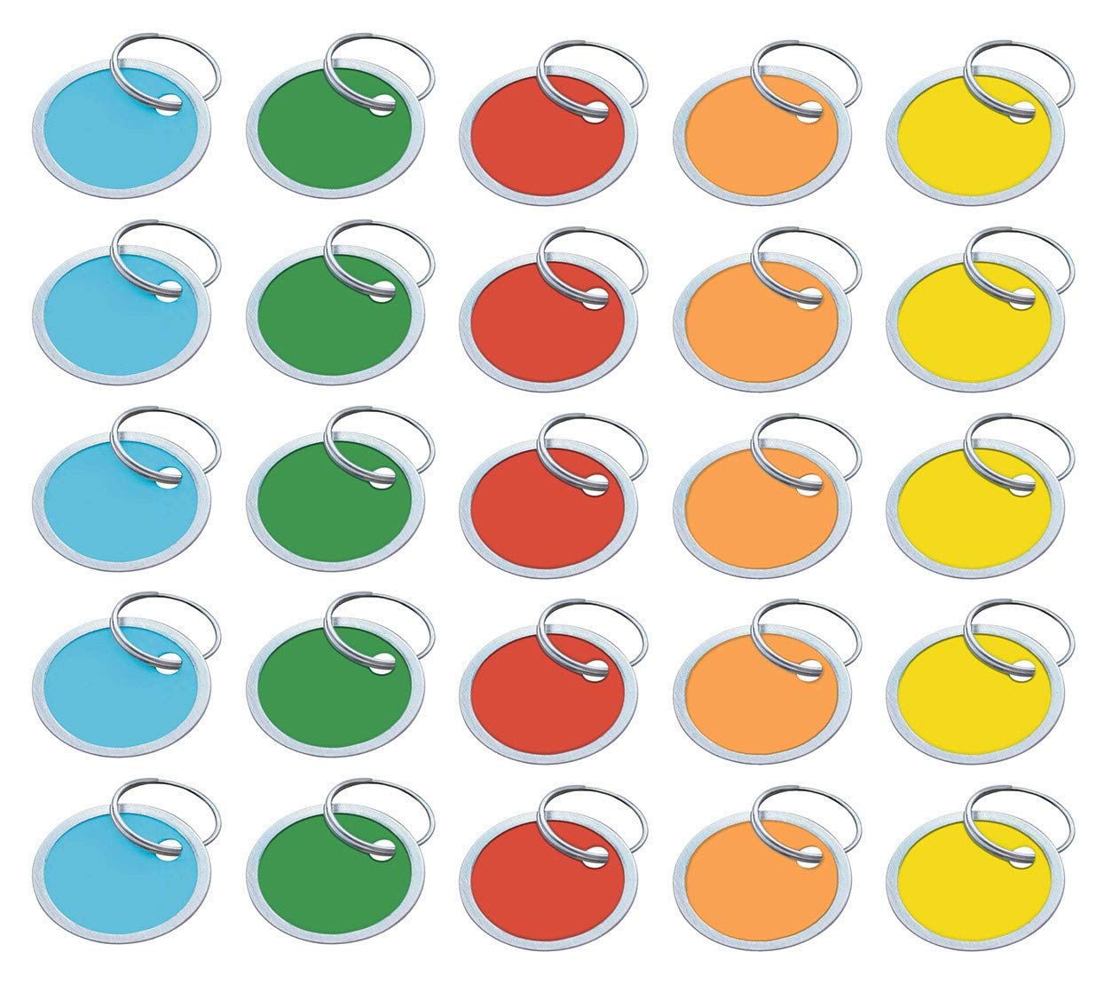Lucky Line Runder Papieranhänger 3,8 cm mit Metallrand und Spaltring, 25 Stück, verschiedene Farben (28529)