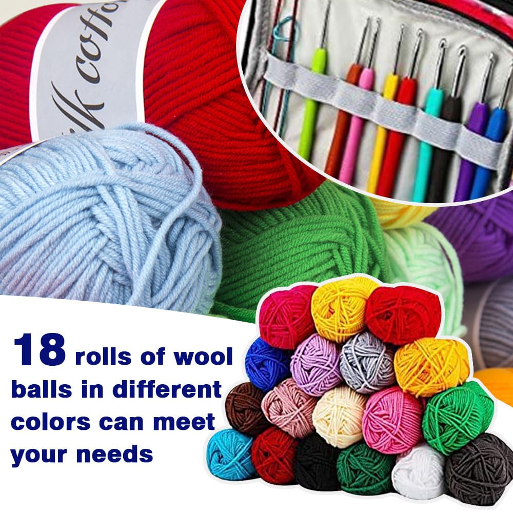 GreHom Kit Crochet Debutant Complet, 105 Pièces Crochet Kit Crochet Debutant kits Tricot Kits de Crochet avec Laine, Accessoires de Crochet, Crochets en Pointe