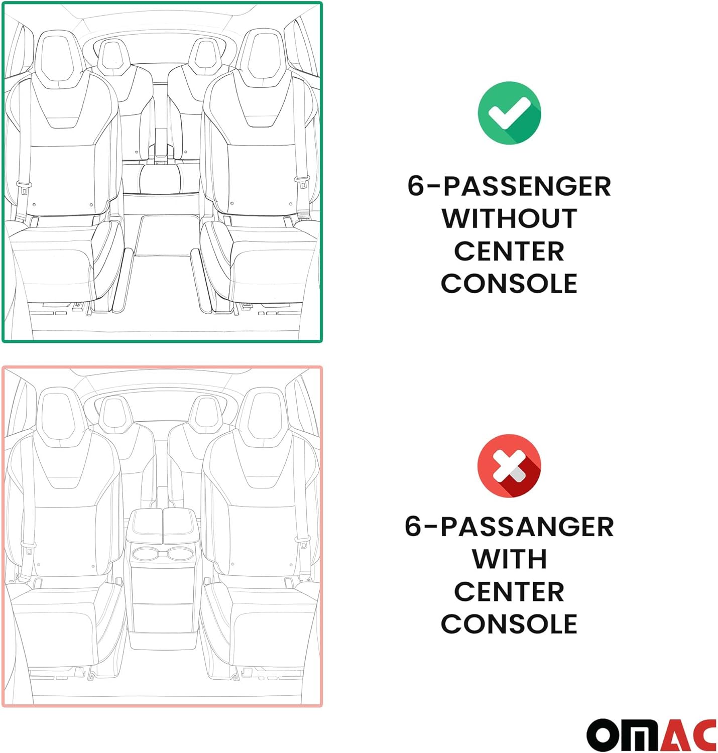 OMAC Custom Floor Mats & Cargo Liners for Tesla Model X 2016-2021 Black 6 Pcs