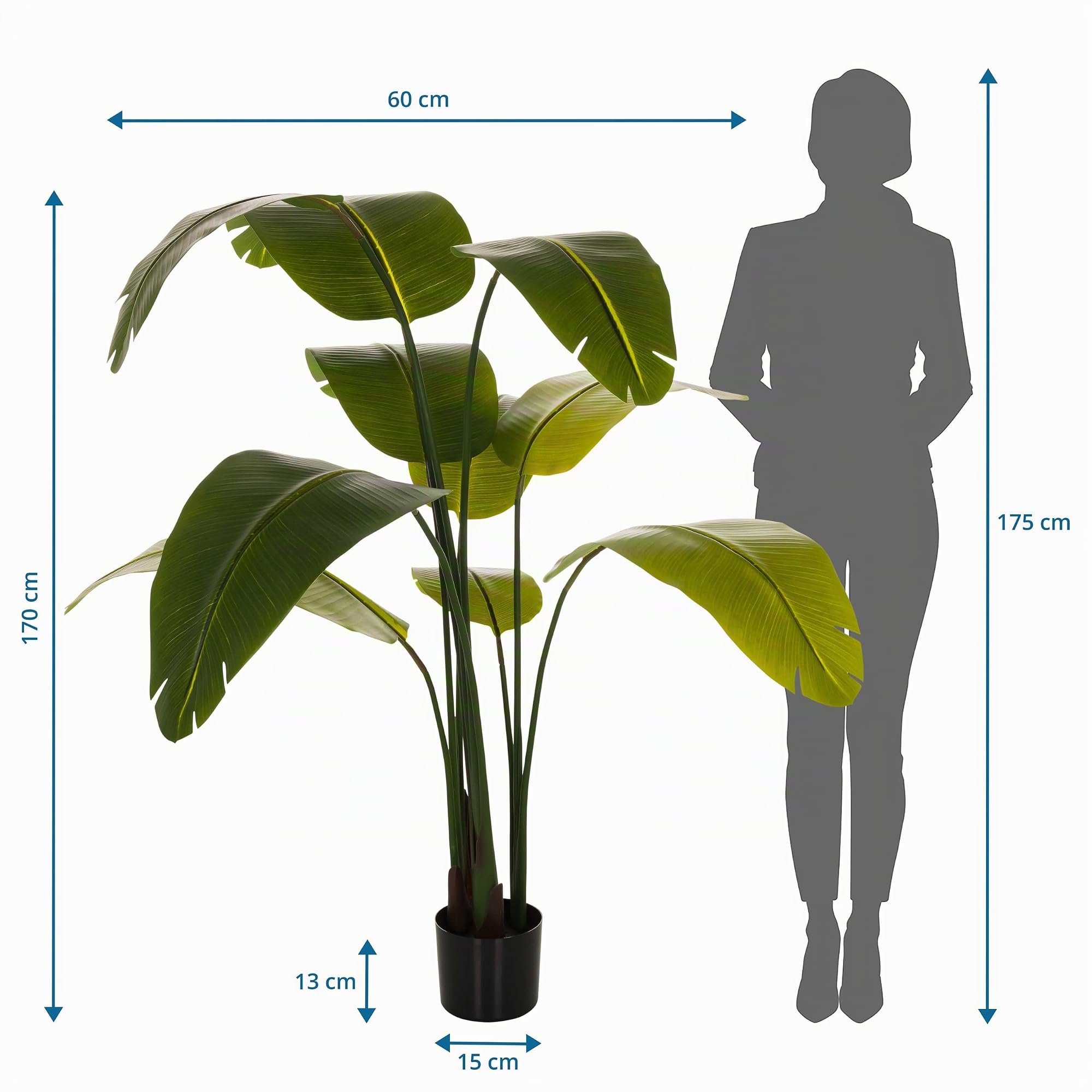 hjh OFFICE Planta Artificial Banane Planta Artificial Decorativa 170 cm, Easy-Care platanero, árbol Artificial Verde 871051