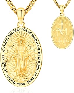 925 Sterling Silver St Michael/St Christopher/Virgin Mary Necklace Patron Saint Amulet Medal Jewelry for Men Women