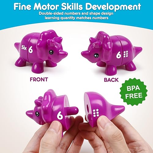 Miniatura 3 de Juguetes Montessori de dinosaurio para niños de 2 a 4 años, juegos de coincidencia de números, aprendizaje preescolar, educativos, habilidades
