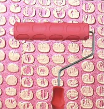 Psivika 7" Art Roller DIY Patterned Paint Roller Wall Painting Pattern Roller Decorative Texture Roller Rubber Roller with Handle for Wall Treatments, Furniture and Cabinetry Finishes 7-GT085