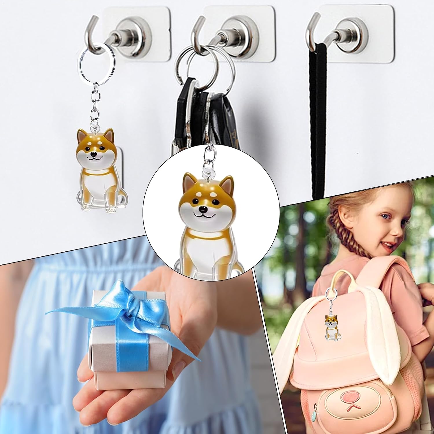 Cute Animal Keychain Transparent Animal Hair Collecting Storage Container image 4