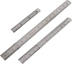 3 Pack Stainless Steel Ruler 16 inch 6 inch and 12 inch Metal Ruler Kit ...