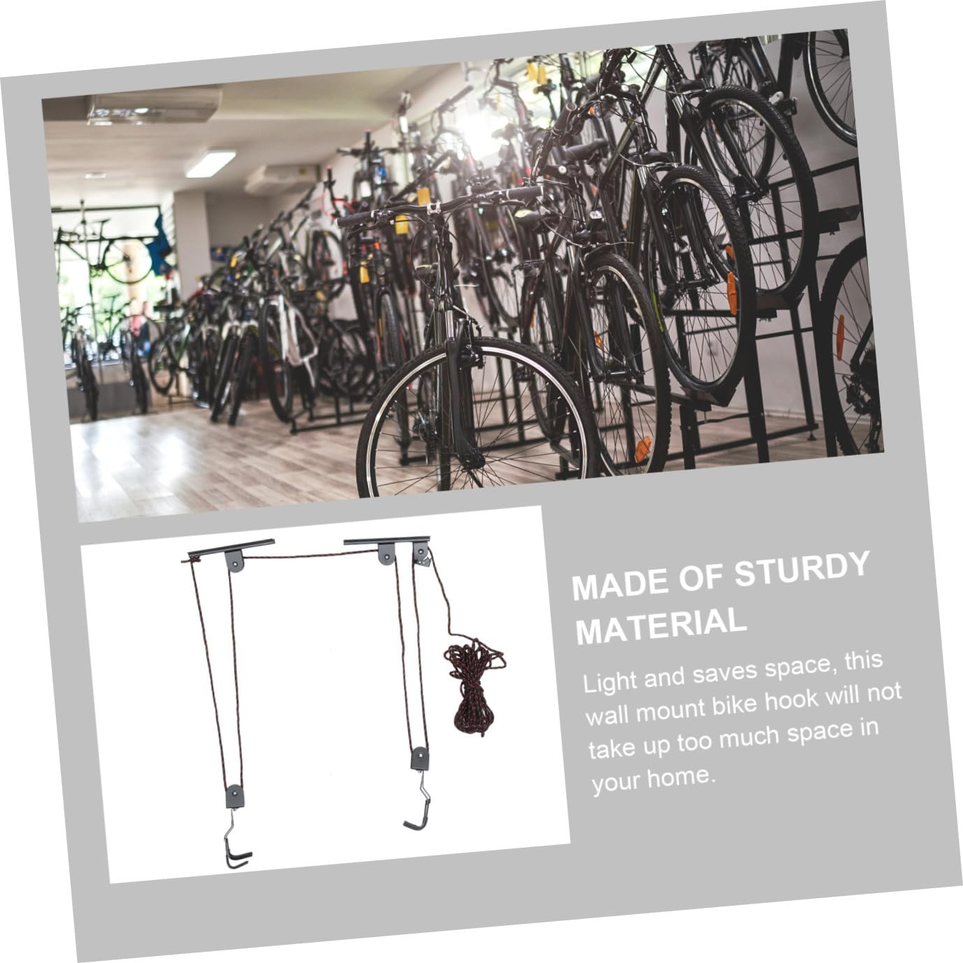 Soporte Colgante para Bicicleta de Pared y Techo, Negro, Interior