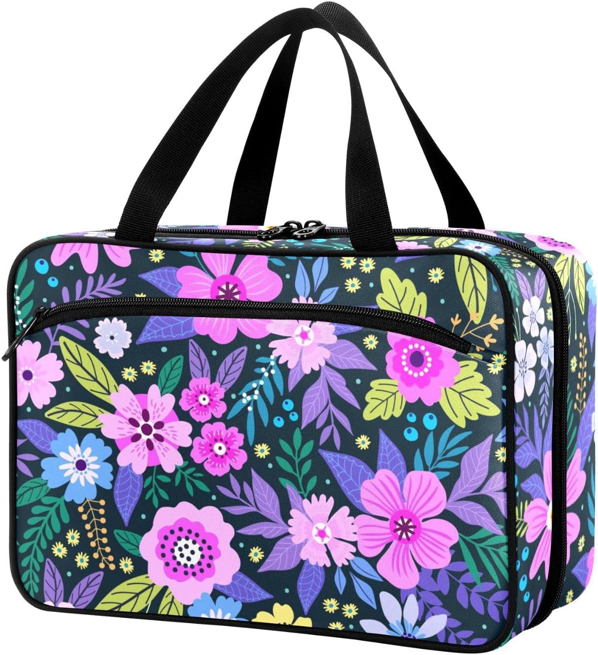 Naanle Pill Organizer Bag Travel Pill Bottle Medicine Organizer Home Storage Medication Bag for Vitamin Supplements, Purple Floral Empty First Aid Bag for Car Camping, 1.0 Count