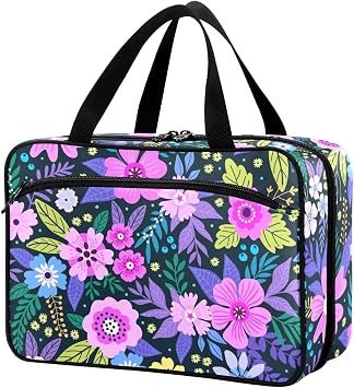 Naanle Pill Organizer Bag Travel Pill Bottle Medicine Organizer Home Storage Medication Bag for Vitamin Supplements, Purple Floral Empty First Aid Bag for Car Camping, 1.0 Count