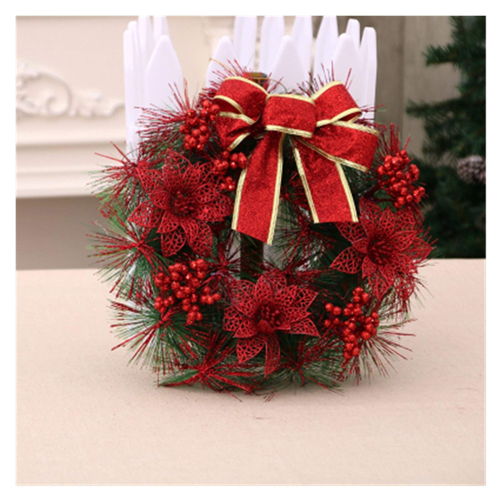 Guirlande de Noël pour décoration de porte extérieure en rotin tressé