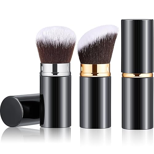 Miniatura 15 de Tessco for you 2 brochas de maquillaje retráctiles Kabuki, brochas de maquillaje en polvo, base, brochas de viaje portátiles para rubor