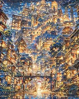 Yunruily Paint by Numbers Kit for Adults-Night Scene Paint by Number Adult,Canvas Paint by Numbers for Adults Perfect for Gifts Home Wall Decor(16x20inch)