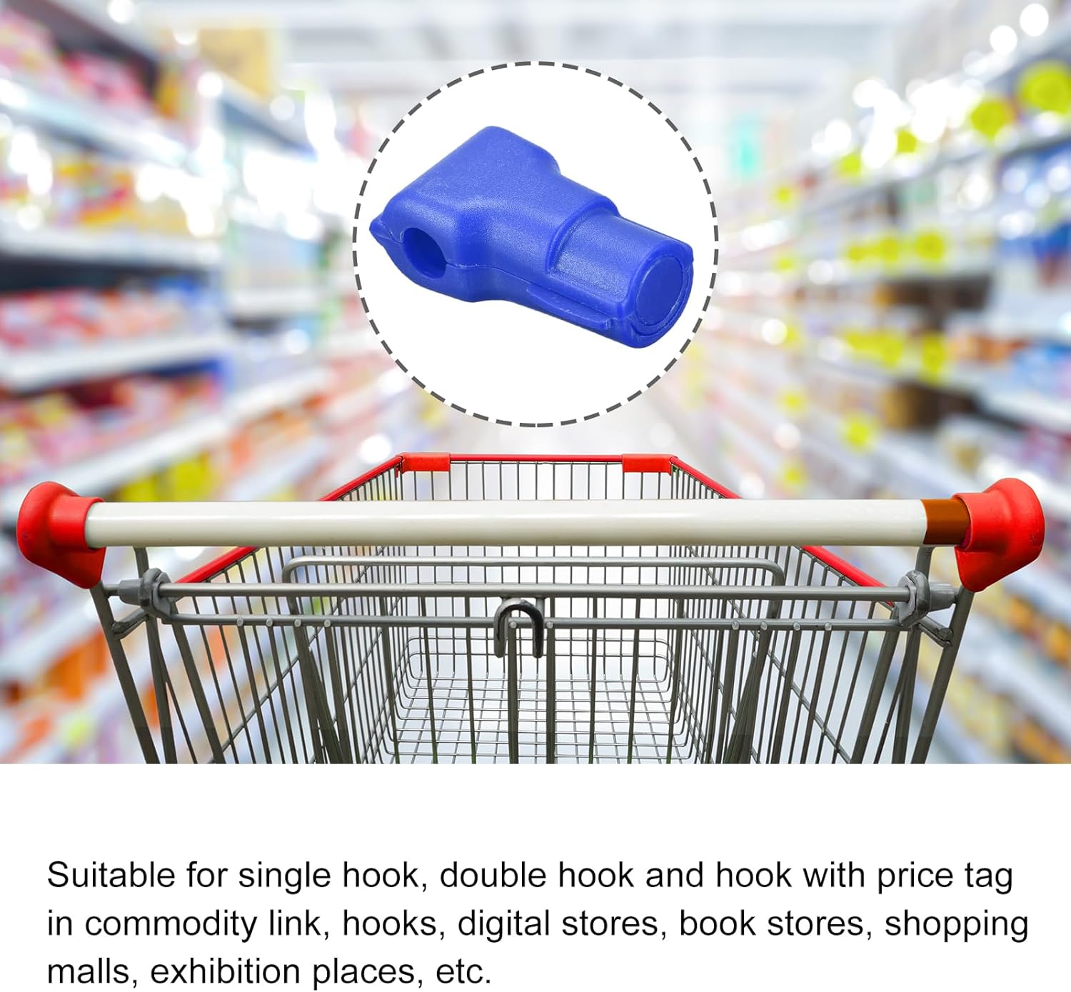 MECCANIXITY Retail Store Supermarket Mobile Phone Anti-Theft Hook Lock, 6mm Special Magnetic Display Shelf Lock,Peg Hook,Blue Pack of 50