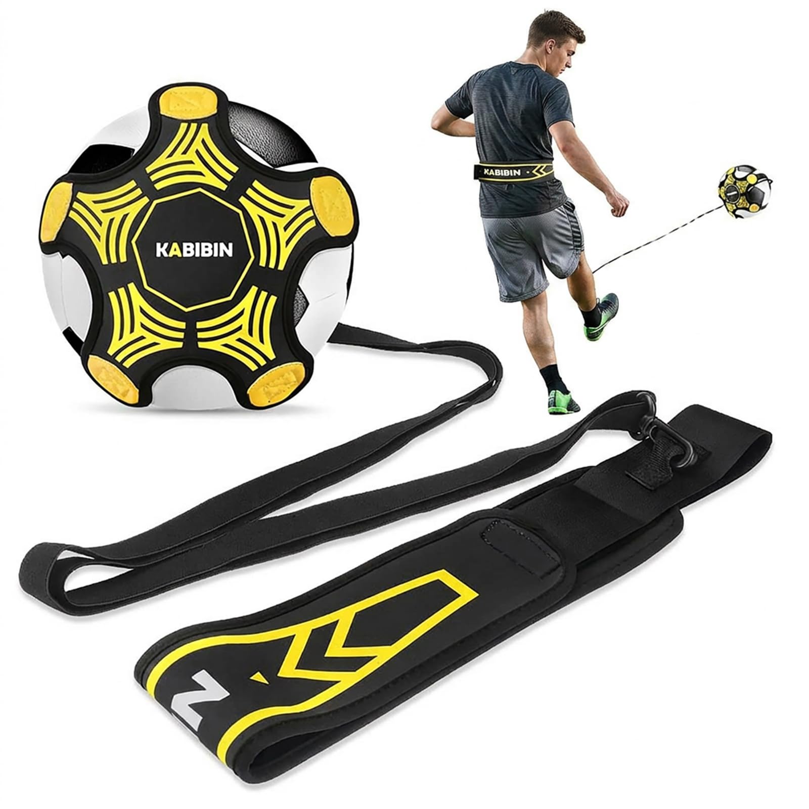 Equipo de Entrenamiento de fútbol, Entrenador de Voleibol niños y Adultos, Equipo de práctica de fútbol en Solitario, con cinturón de Entrenamiento de fútbol Ajustable