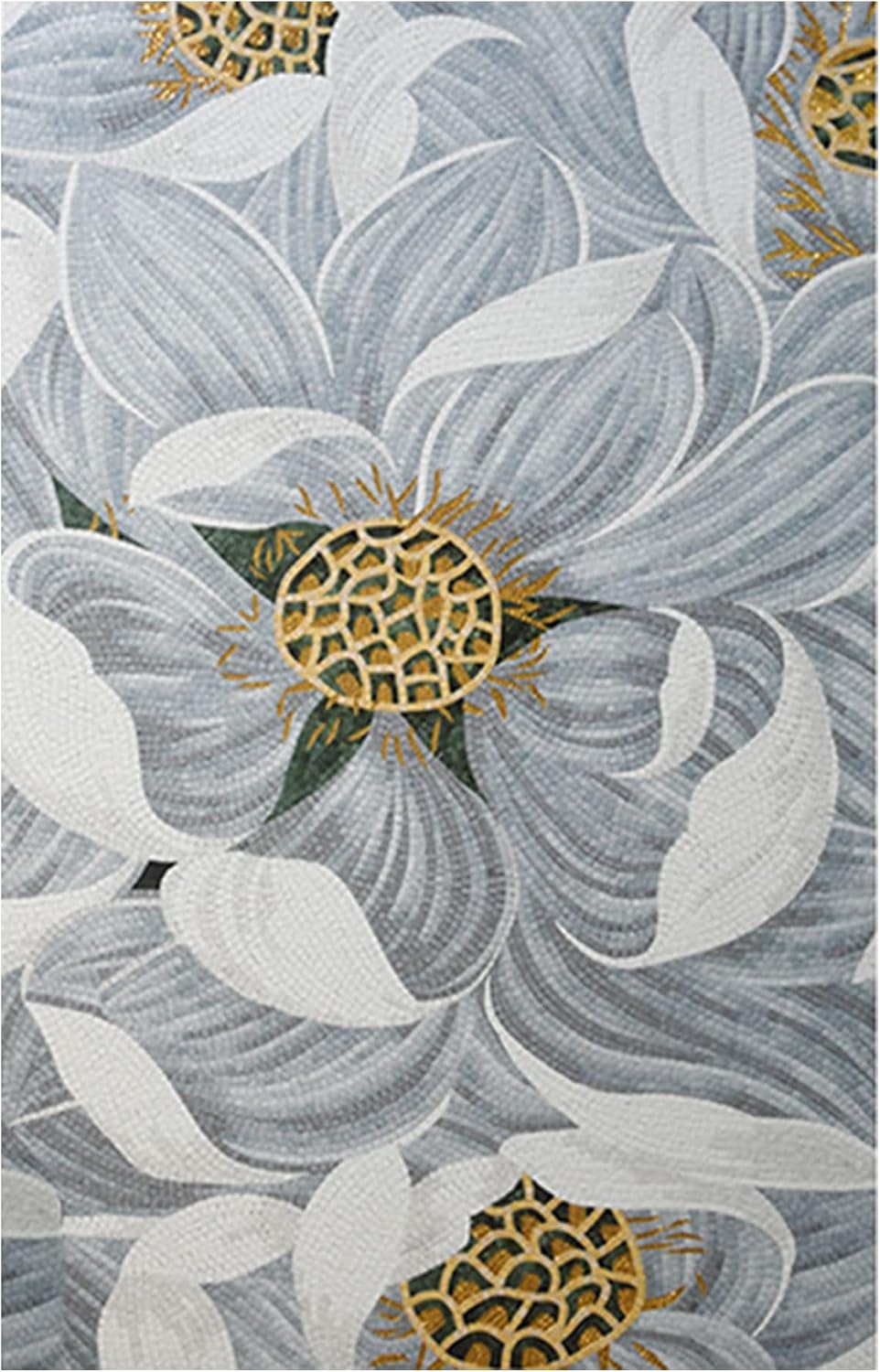 Handmade Elegant Floral Glass Mosaic Wall Art, Flower Pattern Tile Mosaic Tile Panel, Hand-Cut Decorative Wall Décor