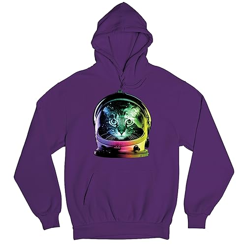 Tee Hunt Space Cat Hoodie Astronaut Kitten Neon Galaxy Sweatshirt