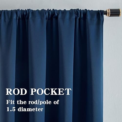 Miniatura 14 de Cortinas opacas para sala de estar, cortinas 100% opacas de 84 pulgadas de largo, juego de 2 paneles, con aislamiento térmico, pestaña trasera y