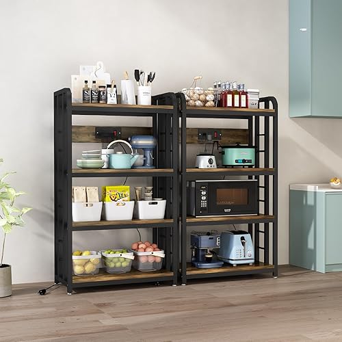 Miniatura 3 de Bakers Rack with Power Outlet 4-Tier Kitchen Baker's Rack, Kitchen Microwave Stand with Storage Suitable for Kitchen, Living Room, Dinning