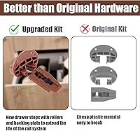 Vista 5 de Kit de 8 guías de plástico para cajones Kenlin Rite-Trak II, guías prácticas de repuesto para cajones de montaje central, cajón, cómoda, accesorios