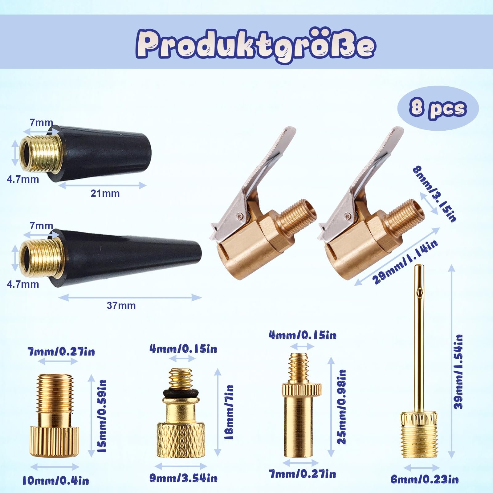 Adattatori Valvola Auto 3 Pezzi - Compatibili Con Pompe Aria E Compressori