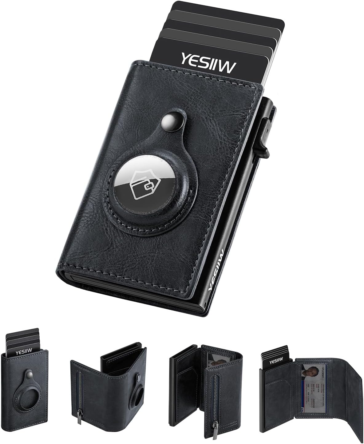 YESIIW AirTag Wallet for Men, Pop Up Wallet RFID Blocking