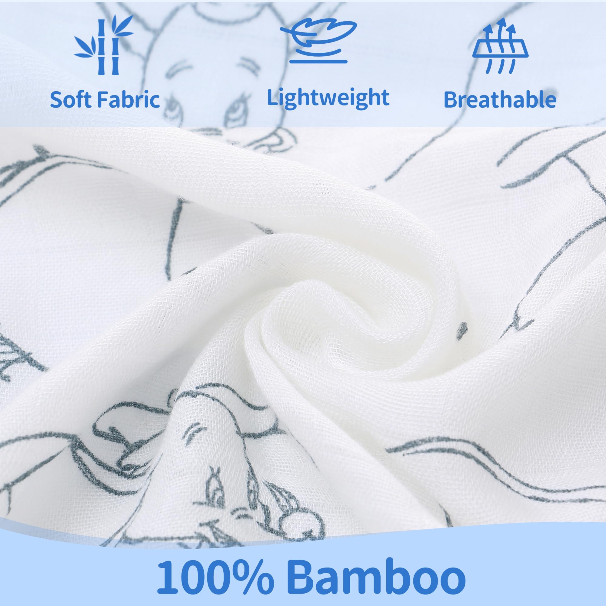 Miracle Baby Bamboo Newborn Baby Blanket Wrap,Large Swaddle Cloths for Baby Boys and Girls 120cm x 120cm Blanket Burp Cloths,Essential Items for Baby Shower - Image 3