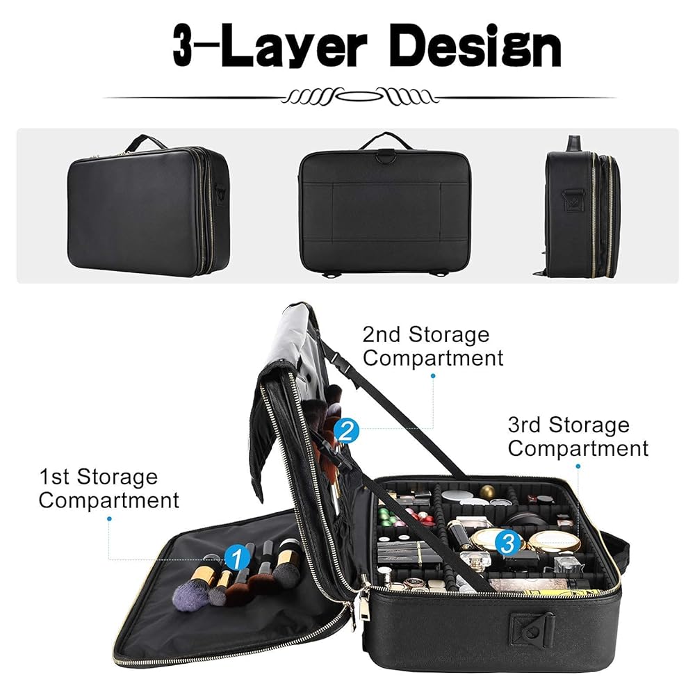 Amazon.com: Oewoer Travel Makeup Train Case, PU Leather