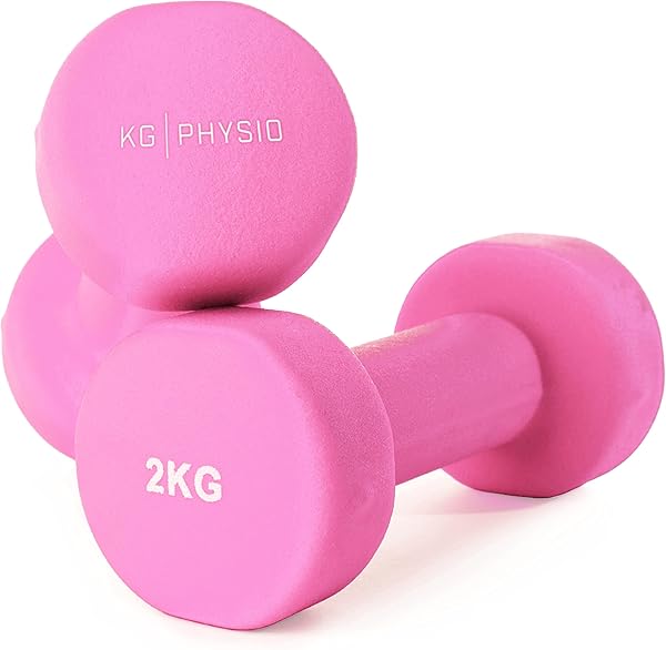KG PHYSIO Neopren Hanteln Set - Inkl. Fitnessposter mit 32 Übungen, schweißabweisendes Kurzhanteln 2er Set aus Gusseisen, rutschfeste & griffige Fitness Gewichte für Frauen und Männer