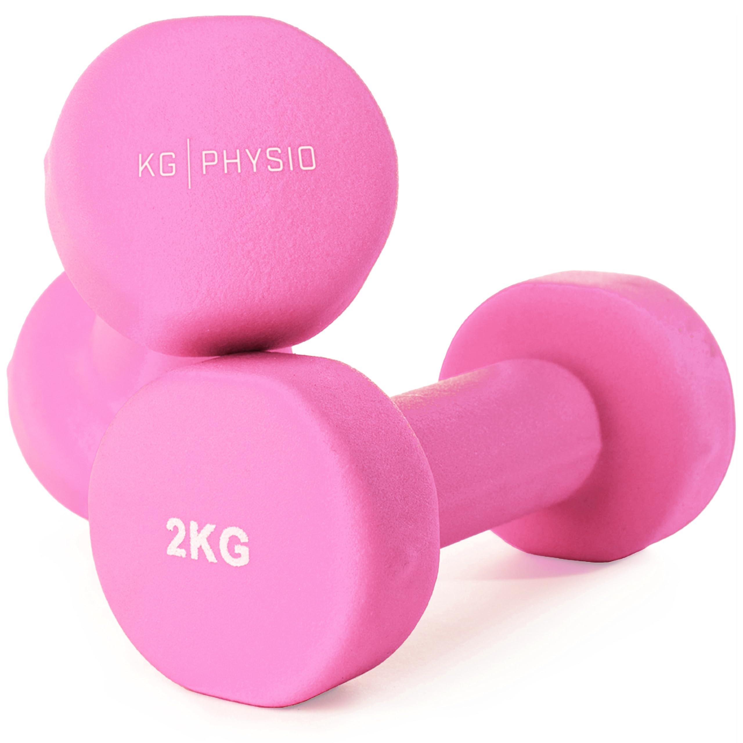 KG Physio Ensemble d'haltères avec revêtement en néoprène - Résistant à la transpiration - Avec technologie anti-roulis - Avec affiche d'exercices - Paire d'haltères de 1 à 10 kg