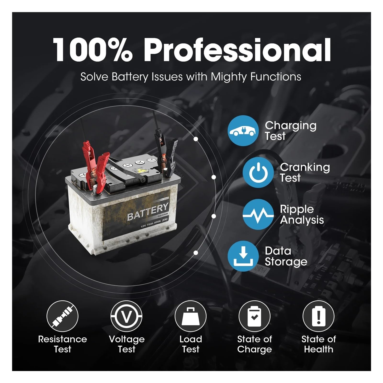 Comprobador De Baterias Probador De Batería De Coche De 12V, Analizador Digital De Batería De Diagnóstico Automotriz, Herramienta De Escáner De Carga De Arranque De Vehículo